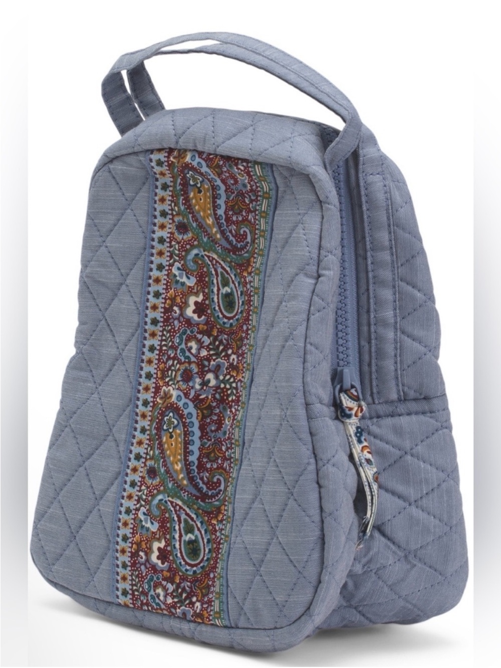 Vera Bradley Light Blue Quilted Lunch Tote with Paisley Stripe - Picture 3 of 10